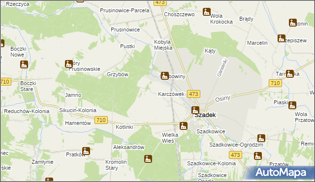 mapa Karczówek gmina Szadek, Karczówek gmina Szadek na mapie Targeo