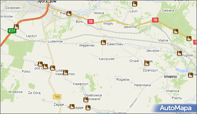 mapa Karczunek gmina Imielno, Karczunek gmina Imielno na mapie Targeo