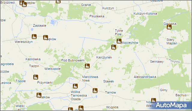 mapa Karczunek gmina Wierzbica, Karczunek gmina Wierzbica na mapie Targeo