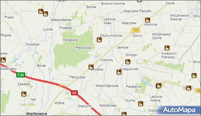 mapa Karkosy, Karkosy na mapie Targeo