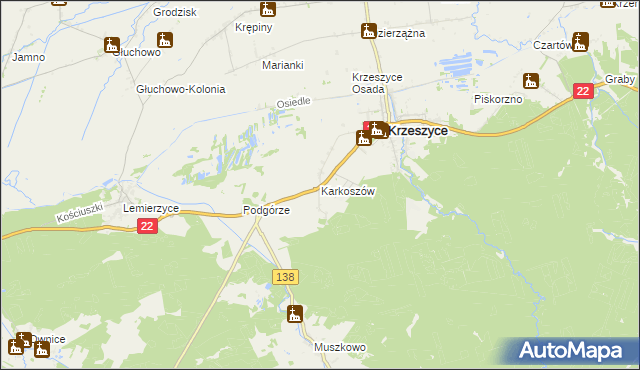 mapa Karkoszów, Karkoszów na mapie Targeo