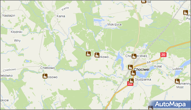 mapa Karkowo gmina Chociwel, Karkowo gmina Chociwel na mapie Targeo