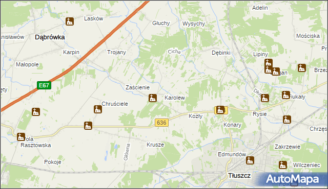 mapa Karolew gmina Dąbrówka, Karolew gmina Dąbrówka na mapie Targeo