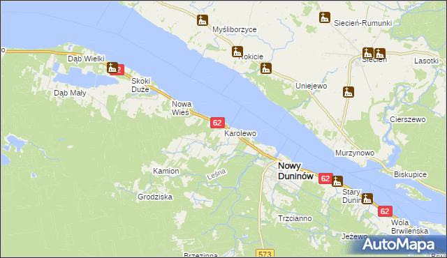 mapa Karolewo gmina Nowy Duninów, Karolewo gmina Nowy Duninów na mapie Targeo