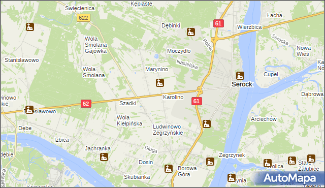 mapa Karolino gmina Serock, Karolino gmina Serock na mapie Targeo