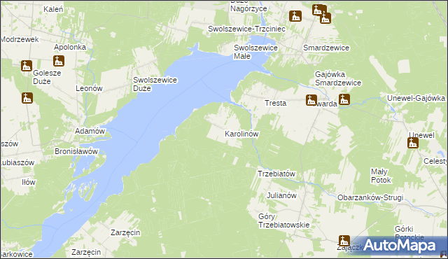 mapa Karolinów gmina Tomaszów Mazowiecki, Karolinów gmina Tomaszów Mazowiecki na mapie Targeo