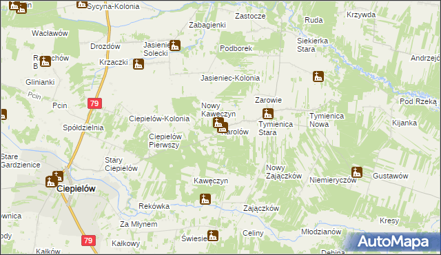 mapa Karolów gmina Chotcza, Karolów gmina Chotcza na mapie Targeo