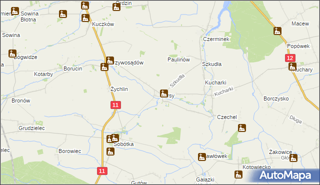 mapa Karsy gmina Gołuchów, Karsy gmina Gołuchów na mapie Targeo