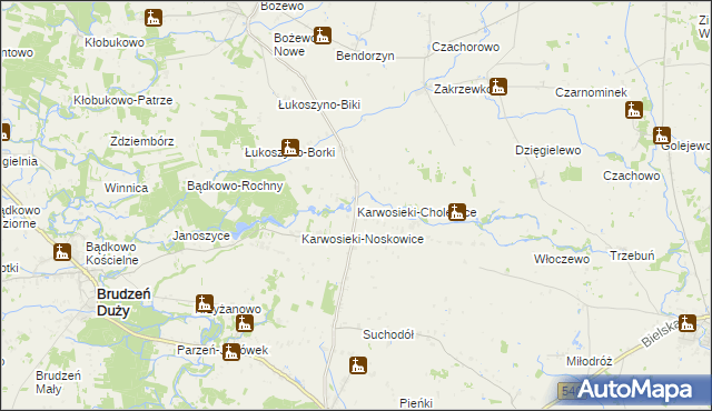 mapa Karwosieki-Cholewice, Karwosieki-Cholewice na mapie Targeo