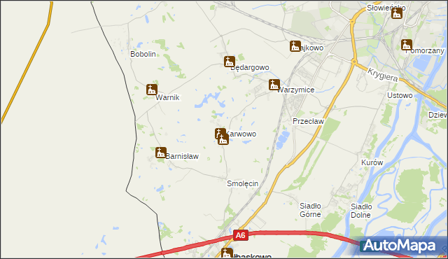 mapa Karwowo gmina Kołbaskowo, Karwowo gmina Kołbaskowo na mapie Targeo