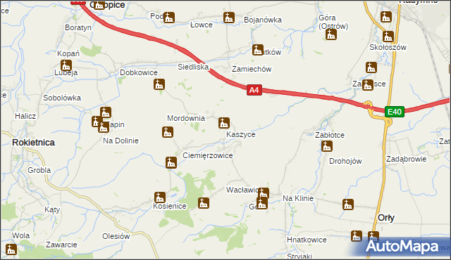 mapa Kaszyce, Kaszyce na mapie Targeo