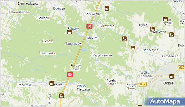mapa Kąty-Borucza, Kąty-Borucza na mapie Targeo