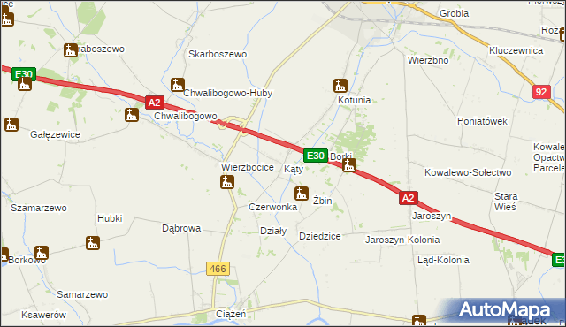 mapa Kąty gmina Słupca, Kąty gmina Słupca na mapie Targeo