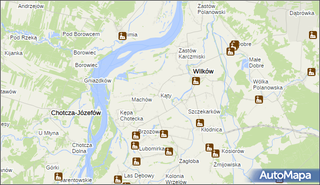 mapa Kąty gmina Wilków, Kąty gmina Wilków na mapie Targeo