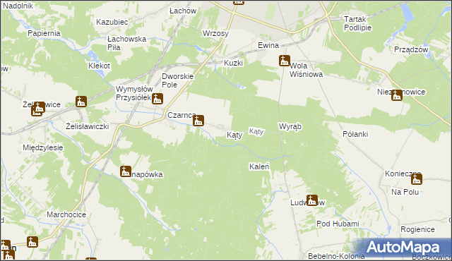 mapa Kąty gmina Włoszczowa, Kąty gmina Włoszczowa na mapie Targeo