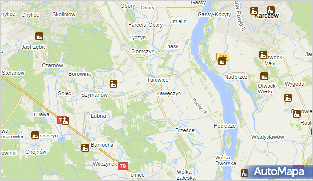 mapa Kawęczyn gmina Konstancin-Jeziorna, Kawęczyn gmina Konstancin-Jeziorna na mapie Targeo