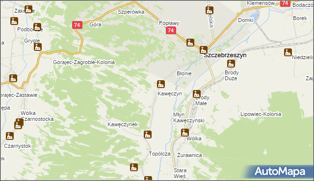 mapa Kawęczyn gmina Szczebrzeszyn, Kawęczyn gmina Szczebrzeszyn na mapie Targeo