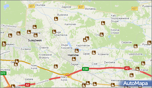 mapa Kazimierów gmina Halinów, Kazimierów gmina Halinów na mapie Targeo