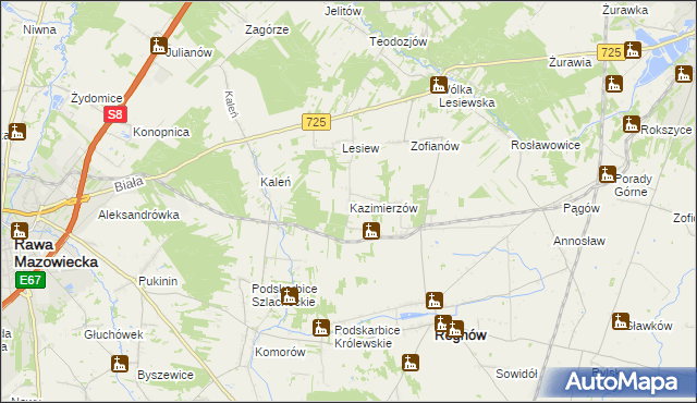 mapa Kazimierzów gmina Regnów, Kazimierzów gmina Regnów na mapie Targeo