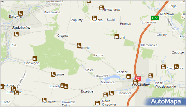 mapa Kaziny, Kaziny na mapie Targeo