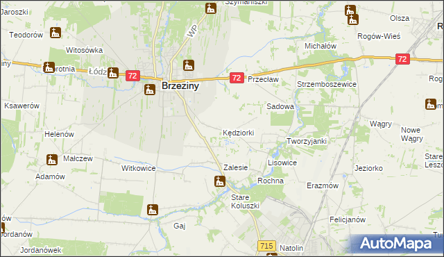 mapa Kędziorki, Kędziorki na mapie Targeo