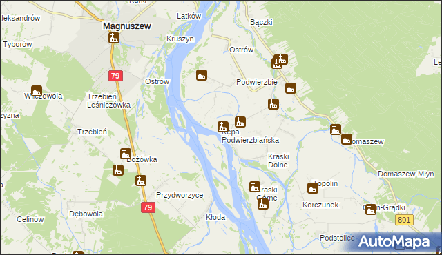 mapa Kępa Podwierzbiańska, Kępa Podwierzbiańska na mapie Targeo