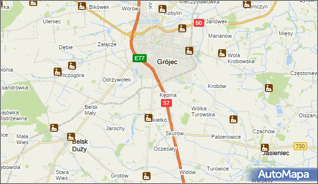 mapa Kępina gmina Grójec, Kępina gmina Grójec na mapie Targeo