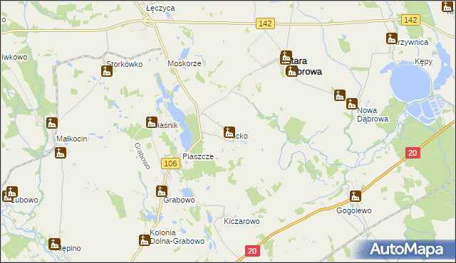 mapa Kicko gmina Stara Dąbrowa, Kicko gmina Stara Dąbrowa na mapie Targeo