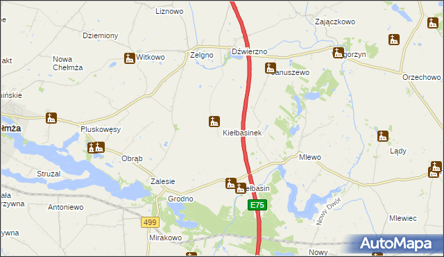 mapa Kiełbasinek, Kiełbasinek na mapie Targeo