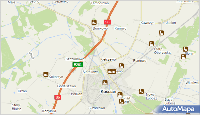 mapa Kiełczewo, Kiełczewo na mapie Targeo