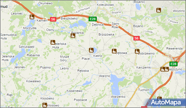 mapa Kielno gmina Szemud, Kielno gmina Szemud na mapie Targeo