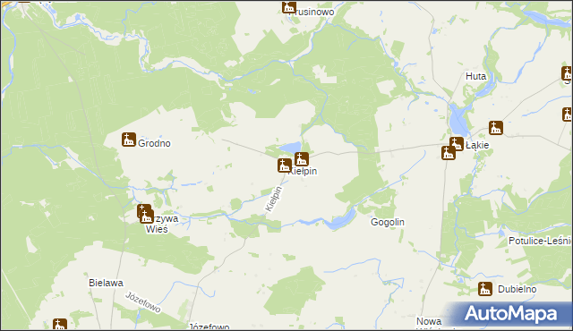 mapa Kiełpin gmina Lipka, Kiełpin gmina Lipka na mapie Targeo