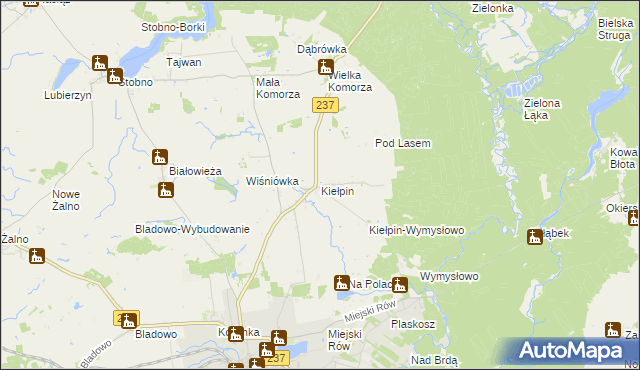 mapa Kiełpin gmina Tuchola, Kiełpin gmina Tuchola na mapie Targeo