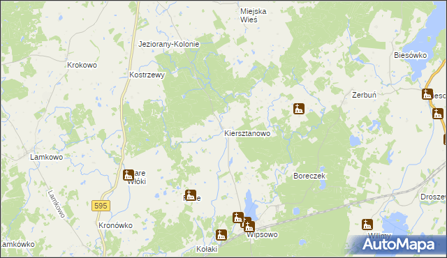mapa Kiersztanowo gmina Jeziorany, Kiersztanowo gmina Jeziorany na mapie Targeo