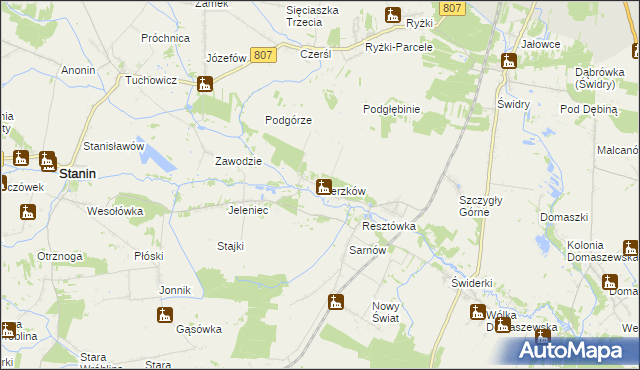 mapa Kierzków gmina Stanin, Kierzków gmina Stanin na mapie Targeo