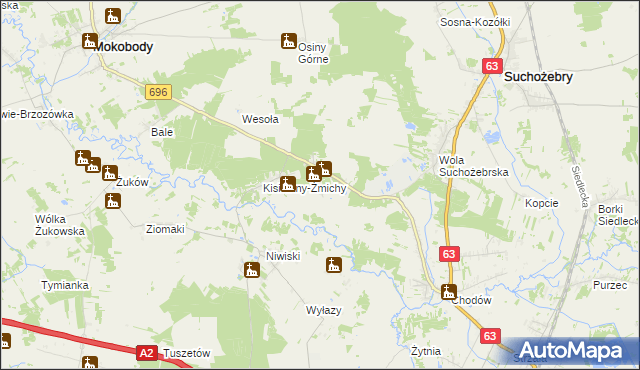 mapa Kisielany-Kuce, Kisielany-Kuce na mapie Targeo