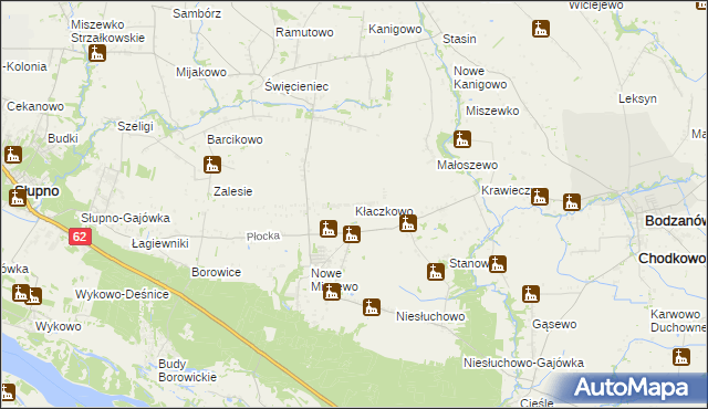 mapa Kłaczkowo, Kłaczkowo na mapie Targeo
