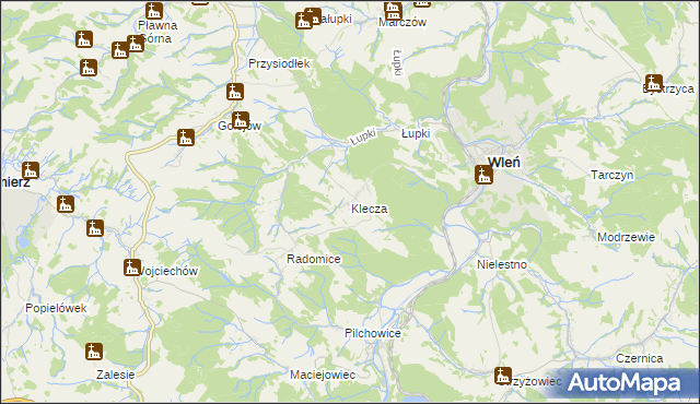 mapa Klecza, Klecza na mapie Targeo