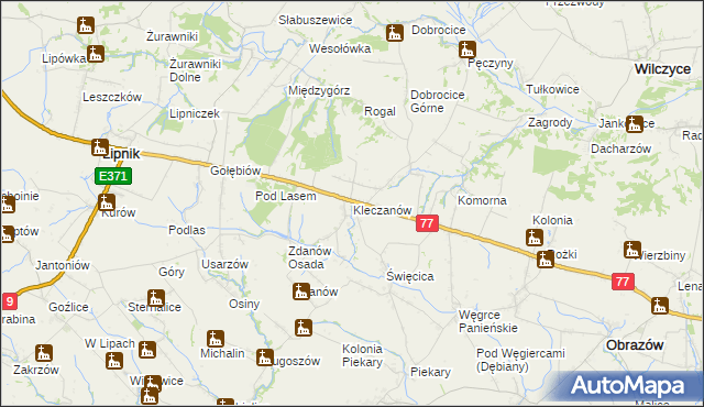 mapa Kleczanów, Kleczanów na mapie Targeo