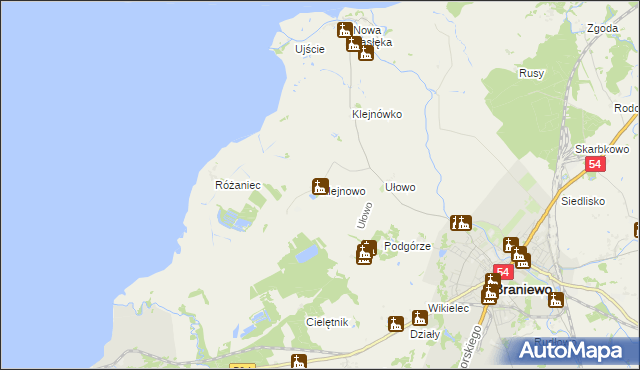 mapa Klejnowo, Klejnowo na mapie Targeo