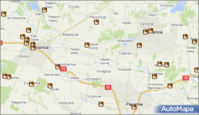 mapa Klępie Górne, Klępie Górne na mapie Targeo
