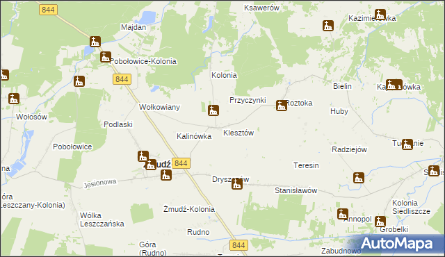mapa Klesztów, Klesztów na mapie Targeo