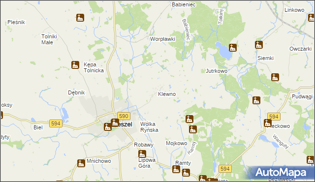 mapa Klewno gmina Reszel, Klewno gmina Reszel na mapie Targeo