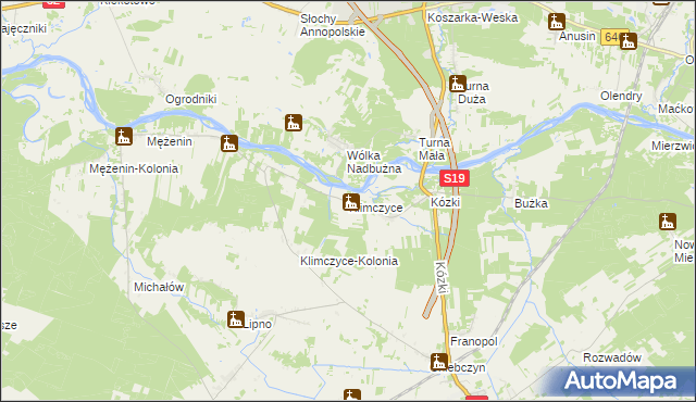 mapa Klimczyce, Klimczyce na mapie Targeo