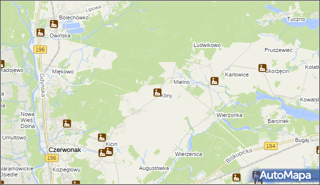 mapa Kliny gmina Czerwonak, Kliny gmina Czerwonak na mapie Targeo