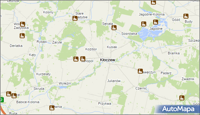 mapa Kłoczew, Kłoczew na mapie Targeo