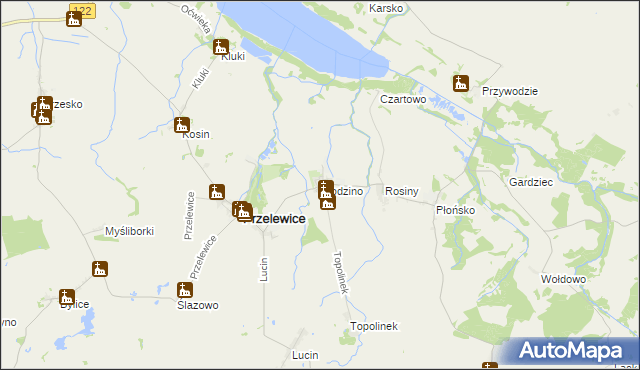 mapa Kłodzino gmina Przelewice, Kłodzino gmina Przelewice na mapie Targeo