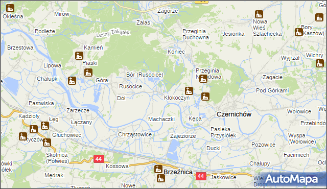 mapa Kłokoczyn gmina Czernichów, Kłokoczyn gmina Czernichów na mapie Targeo