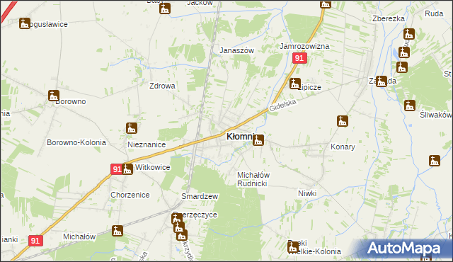 mapa Kłomnice, Kłomnice na mapie Targeo
