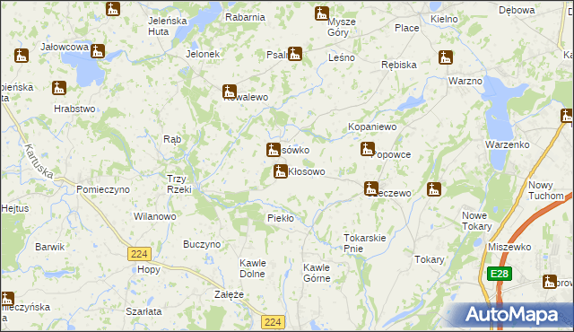 mapa Kłosowo gmina Przodkowo, Kłosowo gmina Przodkowo na mapie Targeo